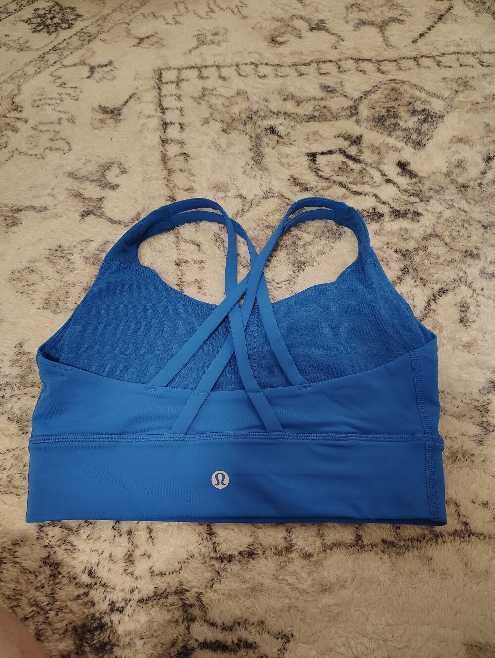 🍋 Lululemon Peloton Bright Blue Strappy Logo Sports Bra - Picture 2 of 3